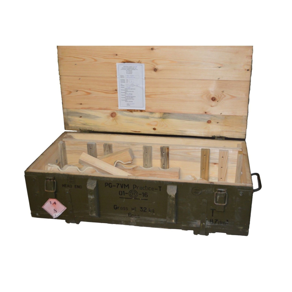 detail Bedna dřevěná AČR od munice PG-7V - použité